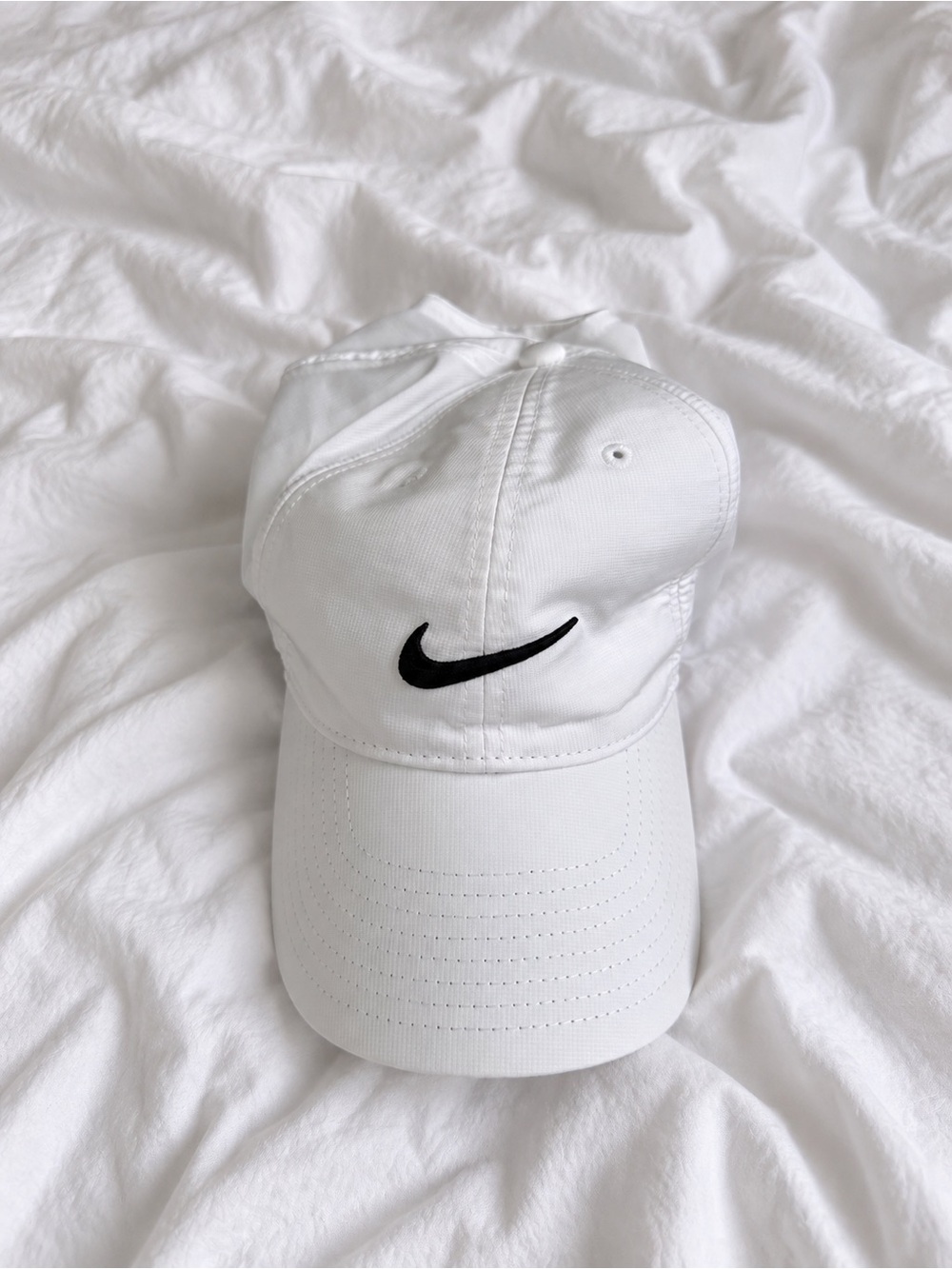 Nike White Baseball Cap with Black Swoosh - Kids